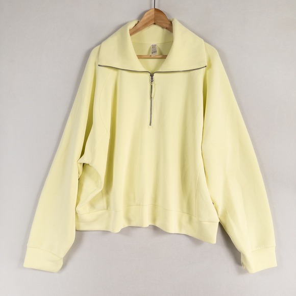 SPANX Tops - SPANX Airelessentials Oversized Quarter Zip Sweatshirt 3X Yellow Athleisure Cozy
